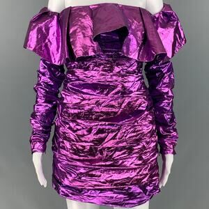 ATTICO Size 6 Purple Polyester Metallic Mini Dress